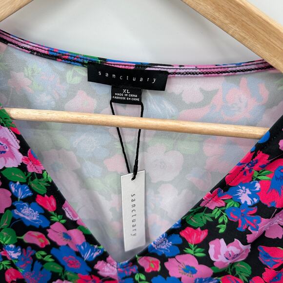 SANCTUARY NWT Floral V Neck Blouse // XL - Picture 7 of 12
